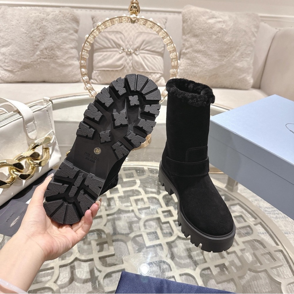 Prada Black Winter Boots with Gold Buckle - Picture 8 of 8
